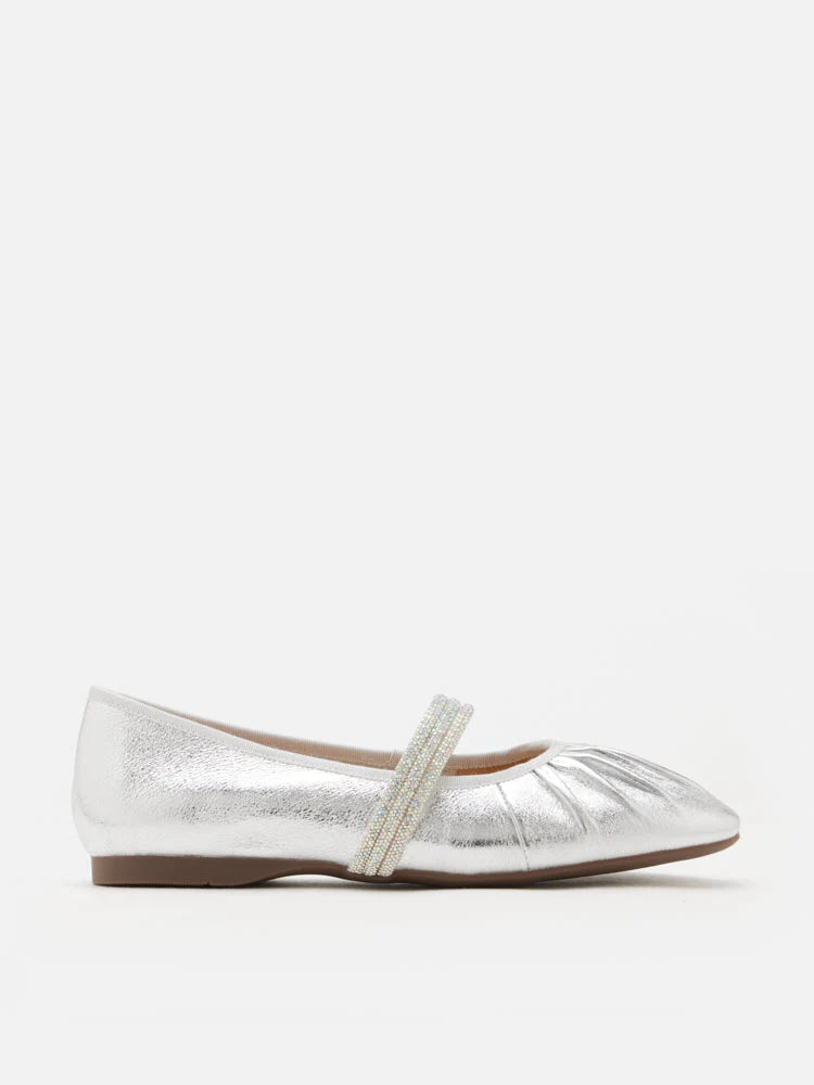 PAZZION, Sarto Crystal Embellished Strapped Mary Janes, Silver