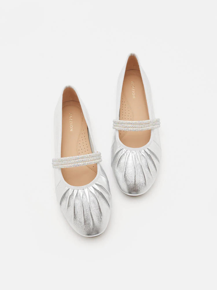 PAZZION, Sarto Crystal Embellished Strapped Mary Janes, Silver