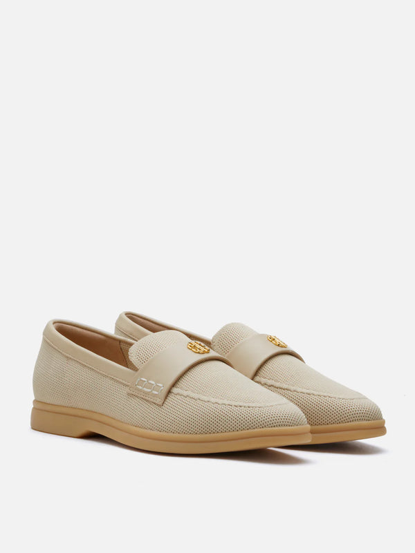 PAZZION, Searra Accented Flyknit Loafers, Almond