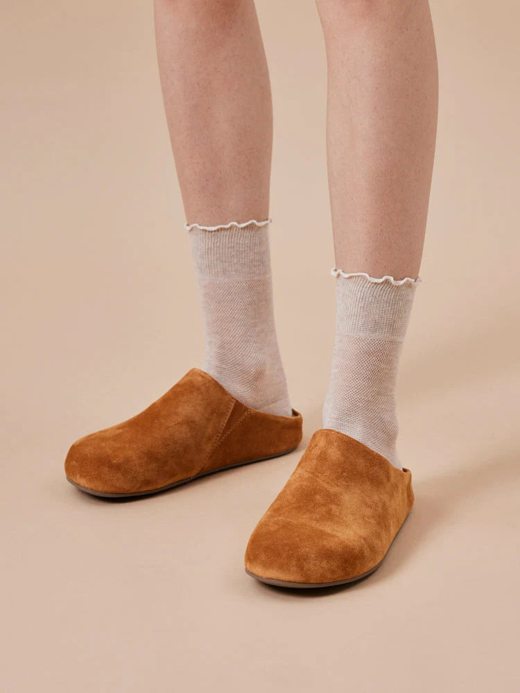 PAZZION, Sereno Suede Slip-On Mules, Brown