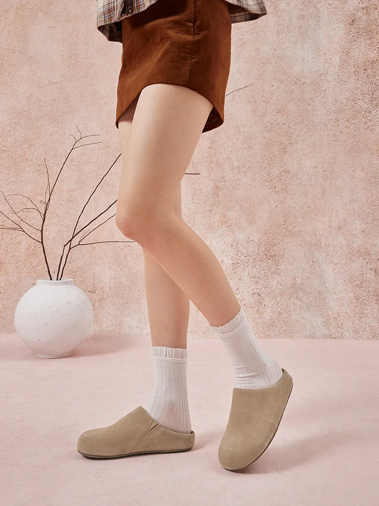 PAZZION, Sereno Suede Slip-On Mules, Khaki