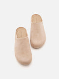 PAZZION, Sereno Suede Slip-On Mules, Khaki