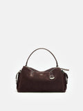 PAZZION, Sevila Suede Leather Satchel, Darkbrown