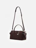 PAZZION, Sevila Suede Leather Satchel, Darkbrown