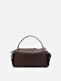 PAZZION, Sevila Suede Leather Satchel, Darkbrown