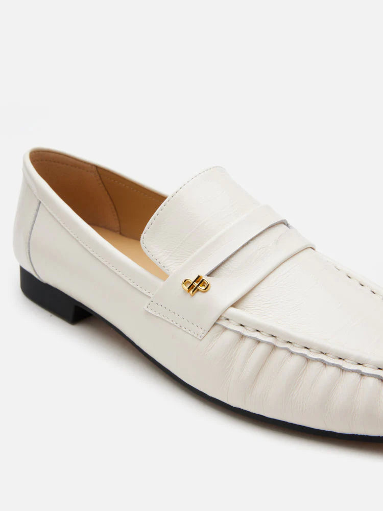 PAZZION, Silvia Accented Penny Loafers, Beige