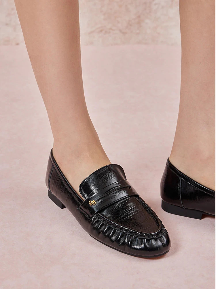 PAZZION, Silvia Accented Penny Loafers, Black
