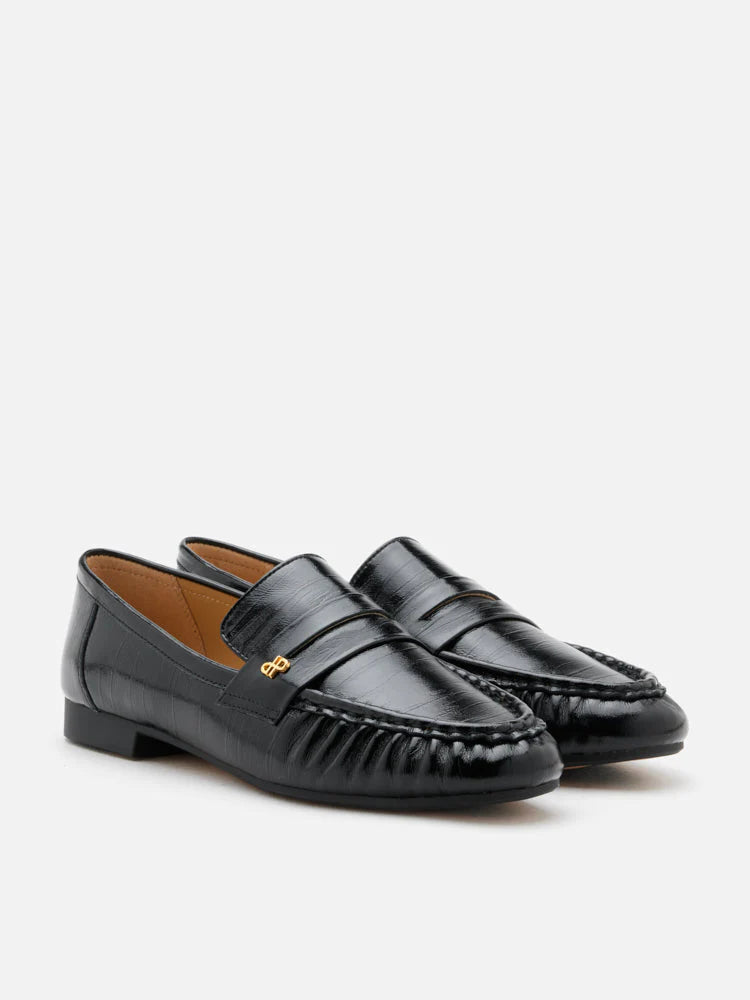 PAZZION, Silvia Accented Penny Loafers, Black