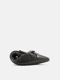 PAZZION, Yara Pearl Bow Pointed Toe Foldable Flats, Black