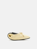 PAZZION, Yara Pearl Bow Pointed Toe Foldable Flats, Lightyellow