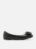 PAZZION, Zosia Zipper Rose Ballet Flats, Black