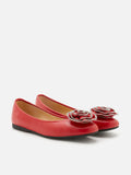 PAZZION, Zosia Zipper Rose Ballet Flats, Red