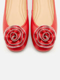 PAZZION, Zosia Zipper Rose Ballet Flats, Red