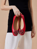 PAZZION, Zosia Zipper Rose Ballet Flats, Red