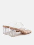PAZZION, Alexandra Neutral Clear Strap Heels, Almond