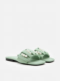 [SALE]Allie Pearl Embellished Strap Slide Sandals