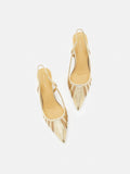 PAZZION, Ameya Metallic Cut-out Slingback Heels, Gold