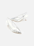 PAZZION, Ameya Metallic Cut-out Slingback Heels, Silver