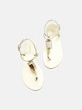 PAZZION, Annabel Diamante T-Bar Sandals, Gold