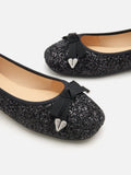 PAZZION, Astoria Glitter Bow Flats, Black
