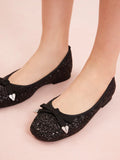 PAZZION, Astoria Glitter Bow Flats, Black