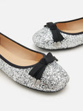 PAZZION, Astoria Glitter Bow Flats, Silver