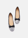 PAZZION, Astoria Glitter Bow Flats, Silver