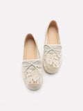 PAZZION, Avianna Lace and Bow Espadrilles, Beige