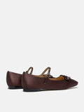 PAZZION, Aylin Silk Double Bow Mary Janes, Brown