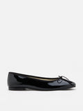 PAZZION, Belmara Bow-Tied Leather Ballet Flats, Black