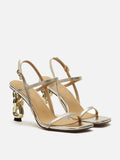 PAZZION, Betsey Metallic Sandal Heels, Gold