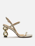 PAZZION, Betsey Metallic Sandal Heels, Gold