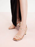 PAZZION, Betsey Metallic Sandal Heels, Gold