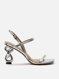 PAZZION, Betsey Metallic Sandal Heels, Silver