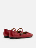 PAZZION, Bette Beaded Buckle Mary Janes, Red