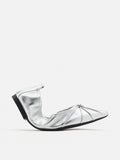 PAZZION, Blaire Heart Webbed Pointed Foldable Flats, Silver