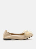 PAZZION, Bree Crystal Exmbellished Bow Flats, Almond