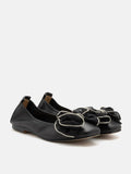 PAZZION, Bree Crystal Exmbellished Bow Flats, Black