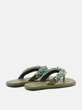 PAZZION, Brooke Beaded V-Strap Thong Sandals, Green