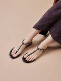 PAZZION, Camelia Embellished T-bar Sandals, Black