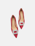 PAZZION, Cara Crystal Embellished Silk Heels, Red
