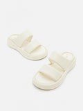 PAZZION, Caressa Double-Strap Slides, Beige