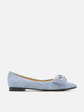 PAZZION, Cassie Denim Studded Bow Flats, Blue