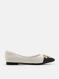 PAZZION, Catiana Studded Pointed Toe Flats, Beige