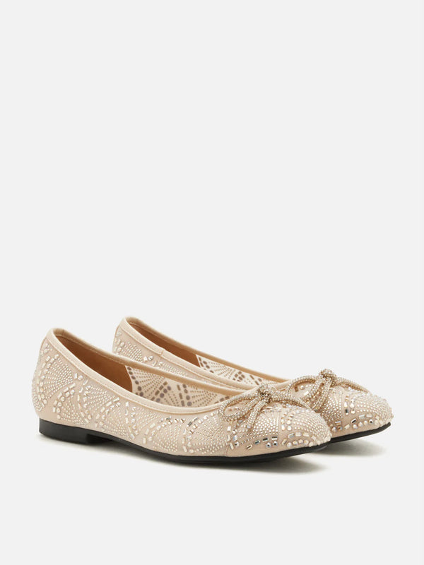 PAZZION, Celeska Crystal Bow Flats, Almond