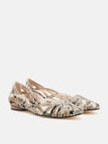 Celina Python-Print Embossed Leather Weaved Flats