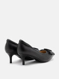 PAZZION, Clara Round Buckle Bow Pump Heels, Black