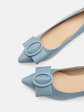 PAZZION, Clara Round Buckle Bow Pump Heels, Blue