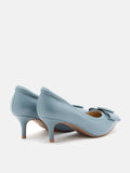 PAZZION, Clara Round Buckle Bow Pump Heels, Blue