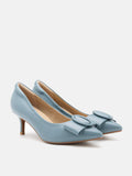 PAZZION, Clara Round Buckle Bow Pump Heels, Blue